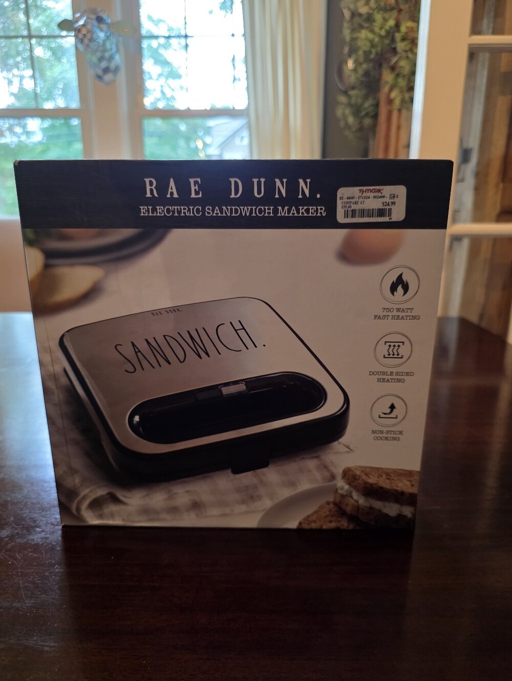 Rae Dunn Sandwich Maker in Stsinless Steal And Black